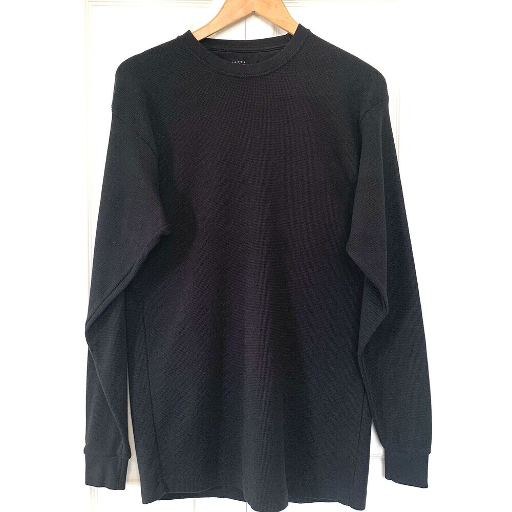 Galaxy by Haric Waffle Knit Thermal Pullover Mens 2XL Black 100% Cotton